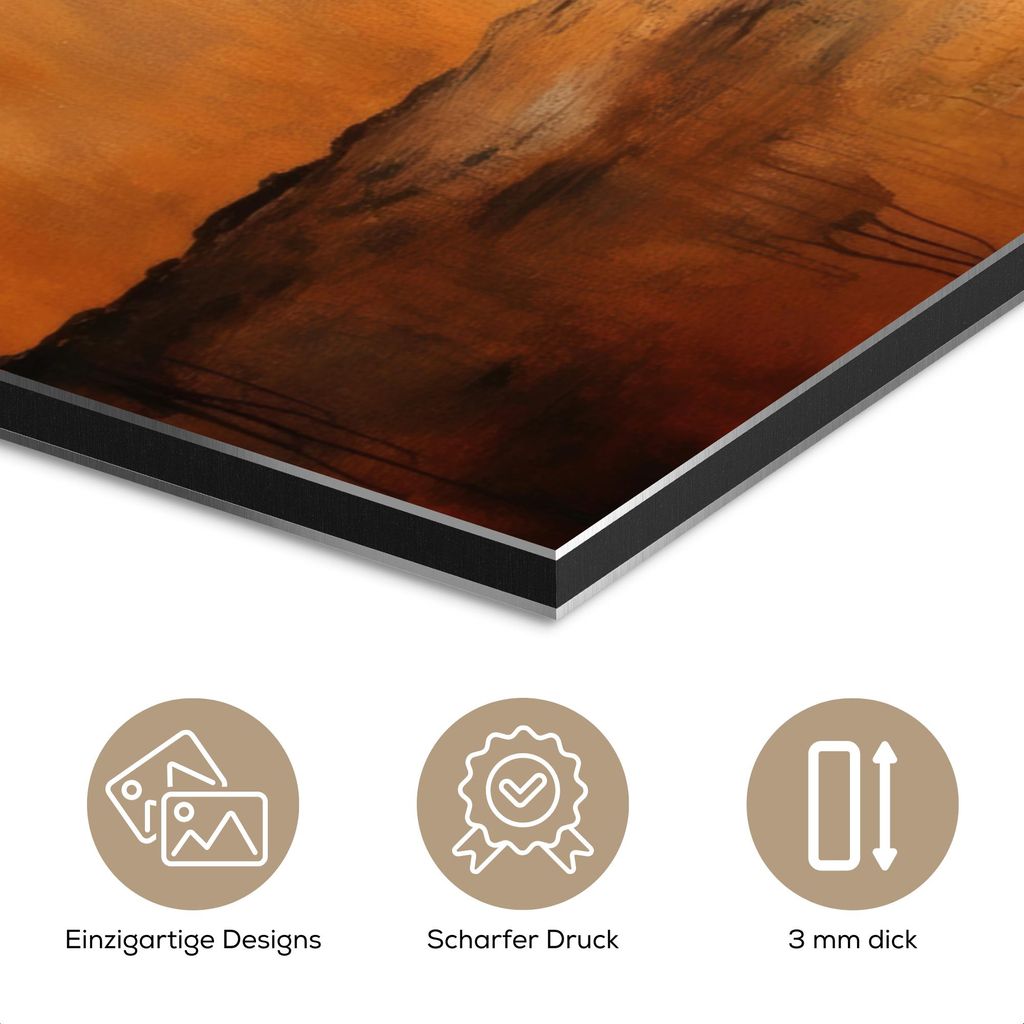 MuchoWow Wanddekoration Metall Metallbild Wandkunst 40x30 cm Baum - Landschaft - Orange MuchoWow Aluminium Gemälde - Dekoration Wohnzimmer