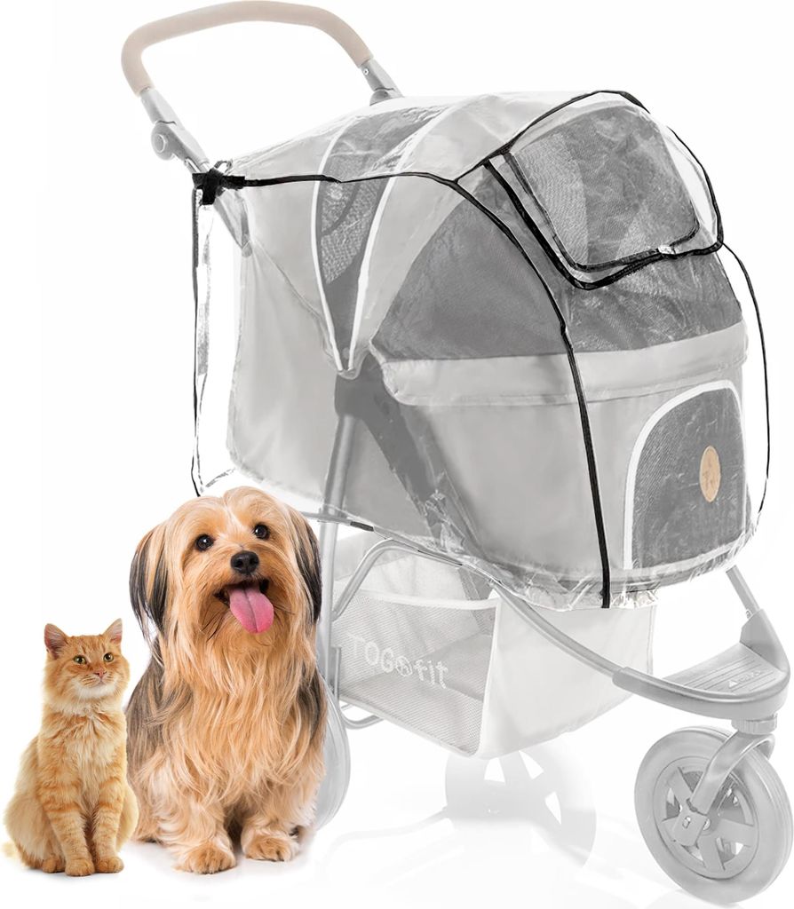Zamboo Regenschutz für Hundebuggy TOGfit - Regenverdeck mit Fenster Belüftungsnetz und aufklappbarem Einstieg - passt ideal auf Hundewagen Pet Ro...