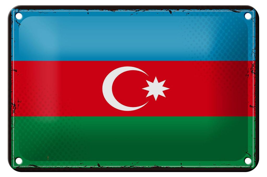 Blechschild Flagge Aserbaidschan 18x12cm Retro Azerbaijan