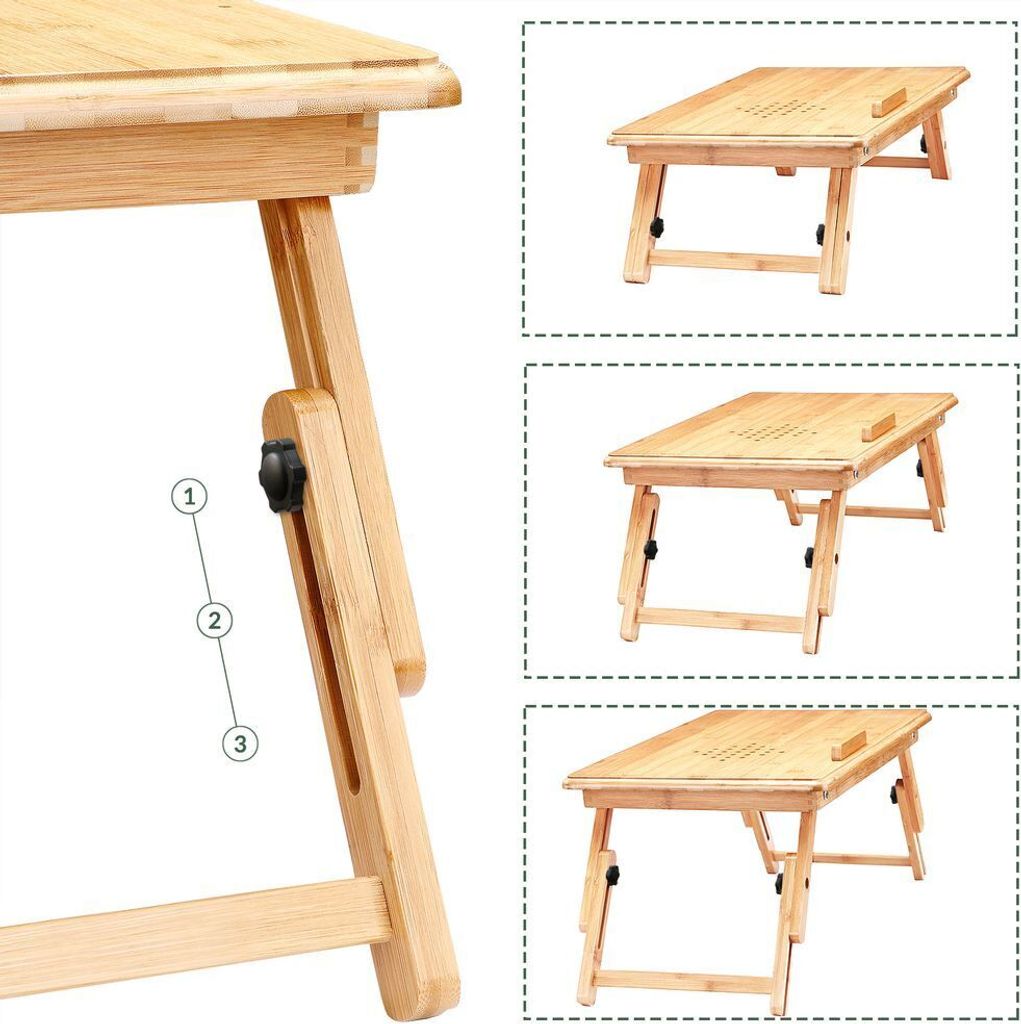 CASARIA® Laptoptisch Bambus Höhenverstellbar mit Schublade Produktbild 3