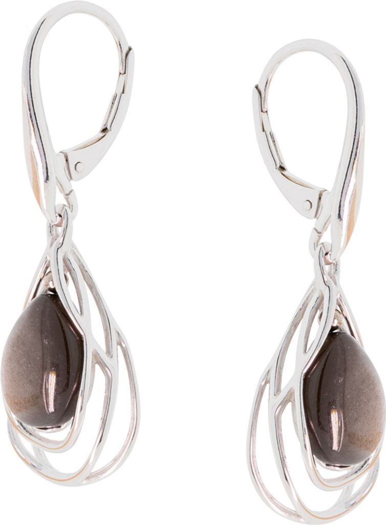 Ohrhänger aus 925 Silber mit Gold Obsidian, Silberschmuck für Damen
