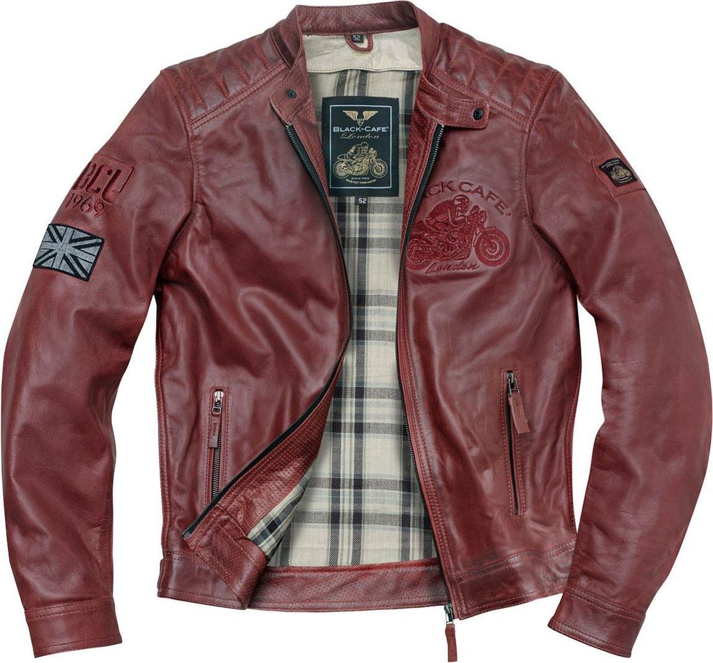 Black-Cafe London Bangkok Motorrad Lederjacke, rot, 52