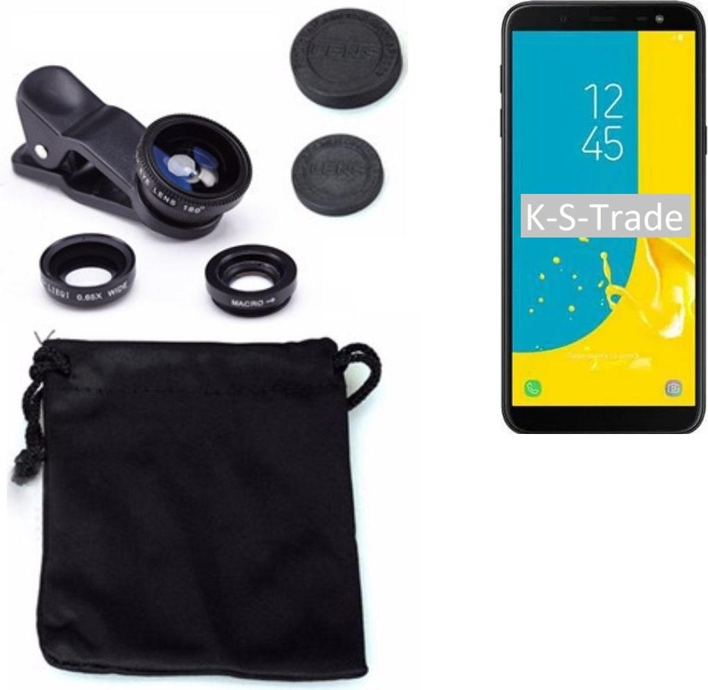 K-S-Trade Smartphone Kamera Linsen Set Kompatibel mit Samsung Galaxy J6 (2018) 3in1 Clip-On Kamera Adapter Macro Weitwinkel FishEye Fischauge Objektiv