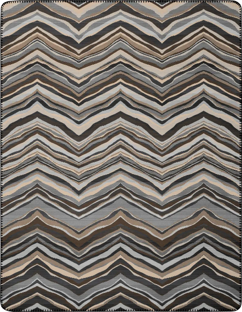 Plaid Wild Lines Biederlack Gris 150x200 cm - Texture Douceur Premium
