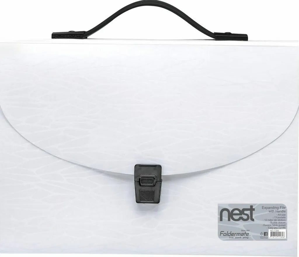 Porte-documents pliant avec poignée blanc - Organiseur de bureau A4