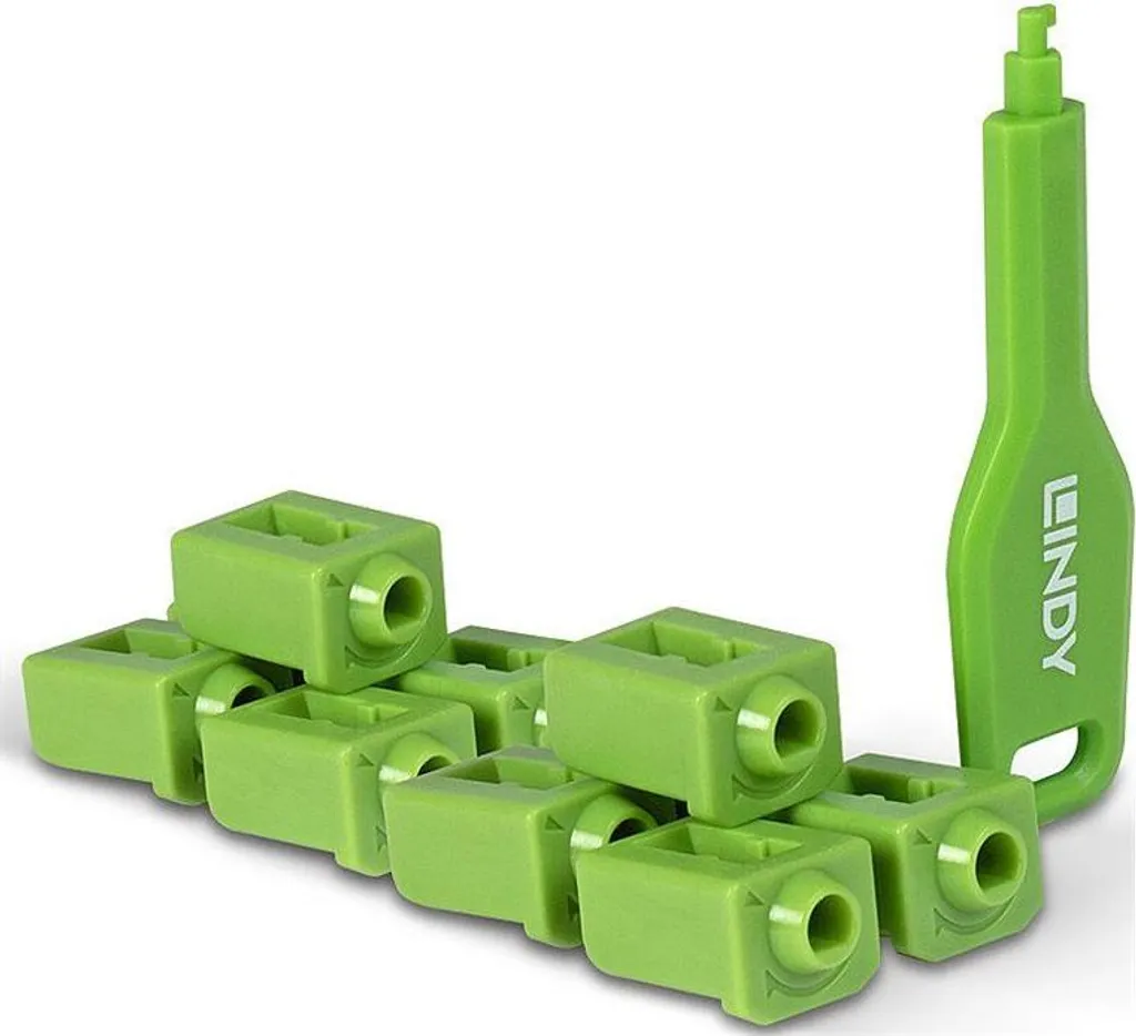 Verrou de Port SFP Lindy Couleur Vert avec Clé de Retrait Pack de 10