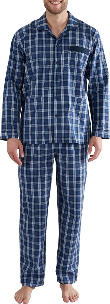 GÖTZBURG Herren Pyjama blau kariert Größe: 54 Produktbild 