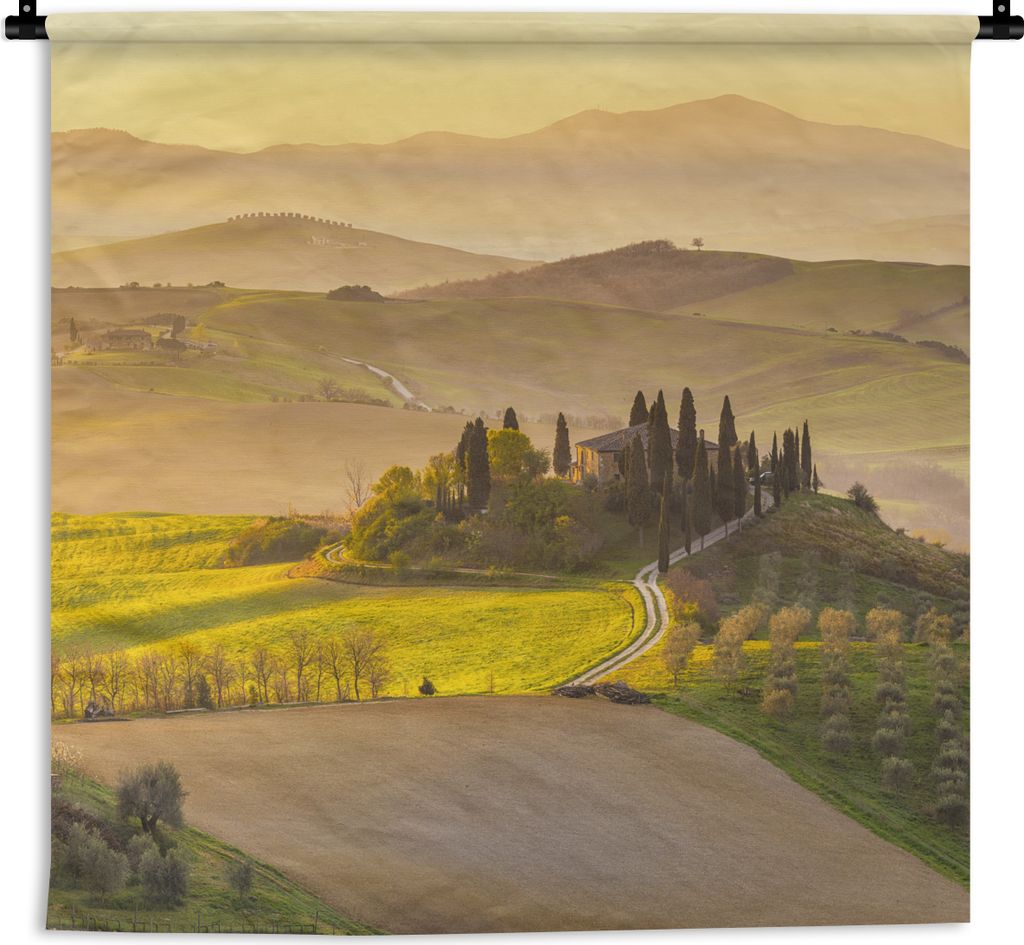 MuchoWow Wandteppich Wandbehang Toskana - Hügel - Landschaft 60x60 cm Tapisserie Dekoration Wandtuch - Dekorationen - Wand Decke