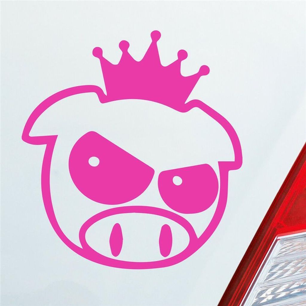 Auto Aufkleber Bad Pig Drift König Krone Schwein 10x11 cm Pink Sticker Heckscheibenaufkleber