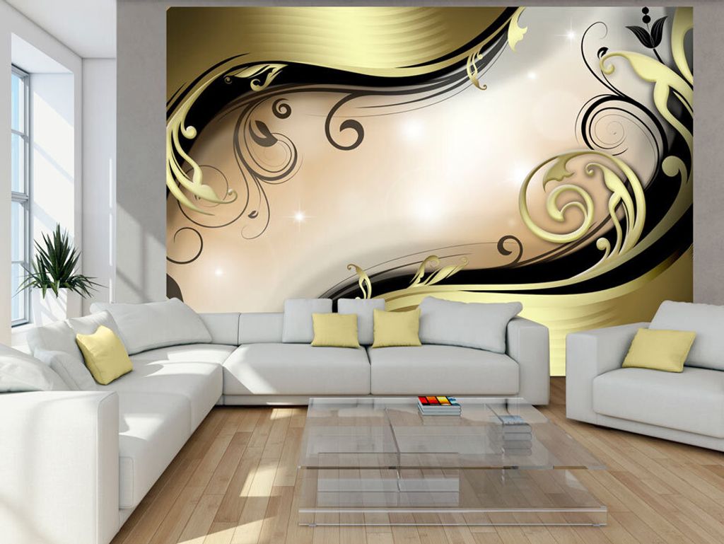 Vlies Fototapete 350x256 cm Tapeten Wandtapete XXL Abstrakt Ornament gold braun schwarz violett a-A-0031-a-c