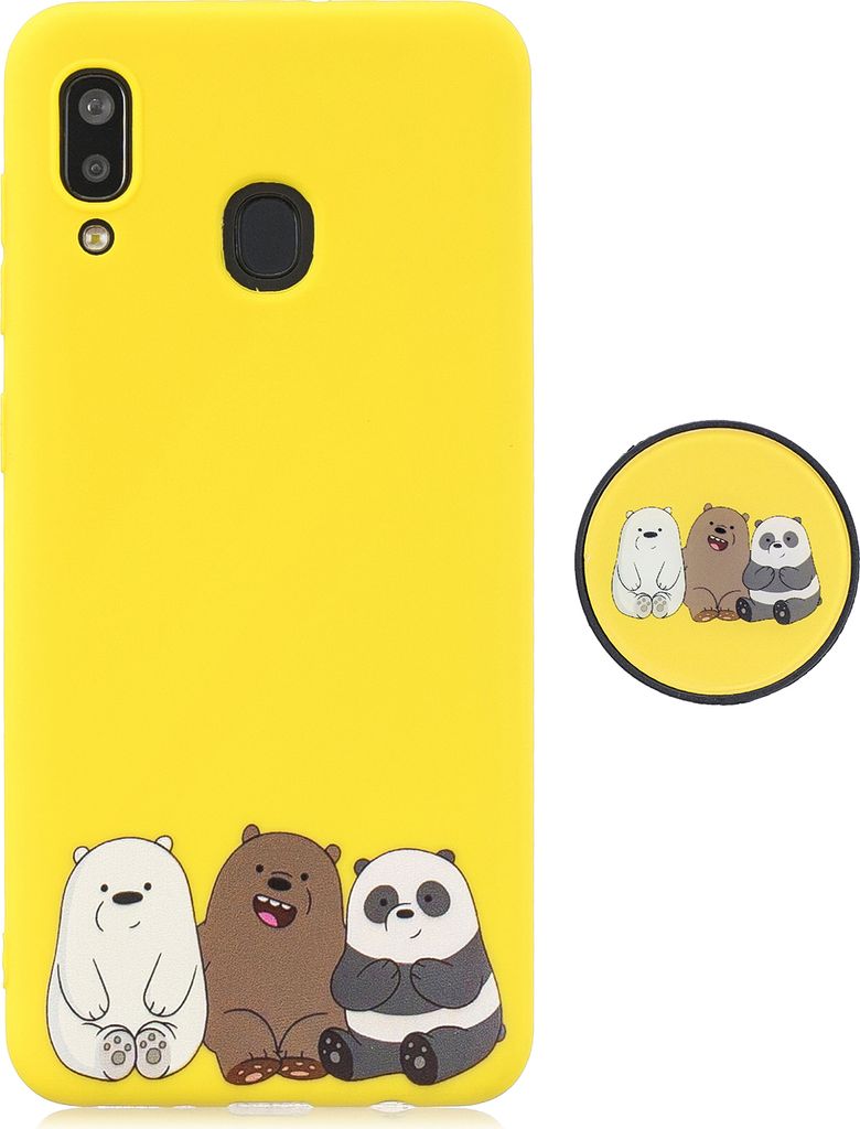 Für Samsung A30 A20 TPU Full Cover Cartoon Muster Solid Color Protective Handyhülle mit verstellbarer Halterung 7