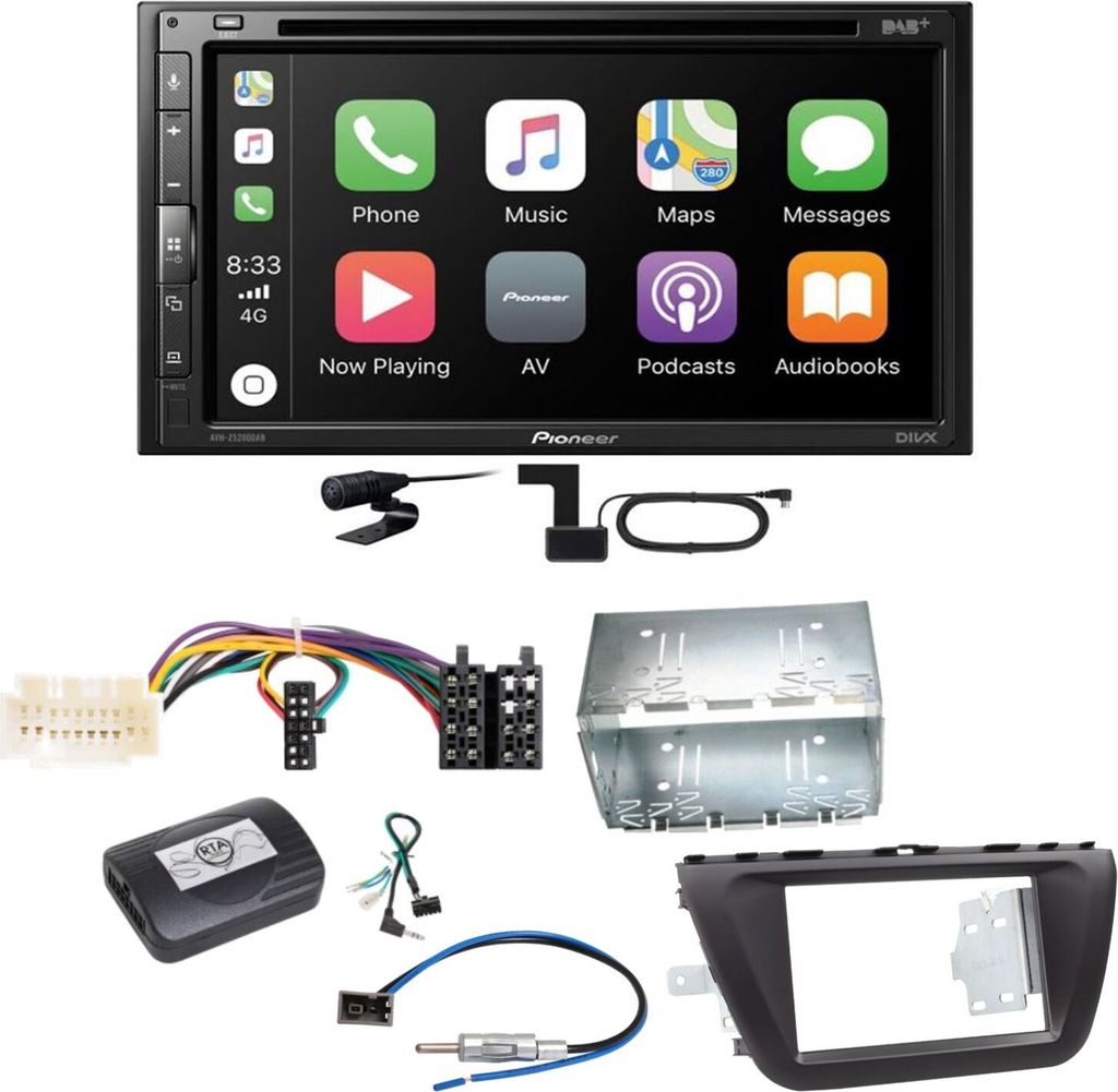 Pioneer AVH-Z5200DAB Android Auto Carplay USB Einbauset für Suzuki SX4 S-Cross