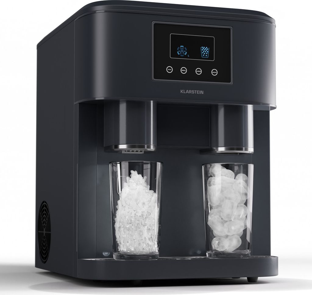 Klarstein Eiswürfelmaschine für Zuhause Camping Gastro, Schnelle Mini-Eiswürfelmaschine Klein, Profi Eismaschine für Crushed Eis, Große & Klei...