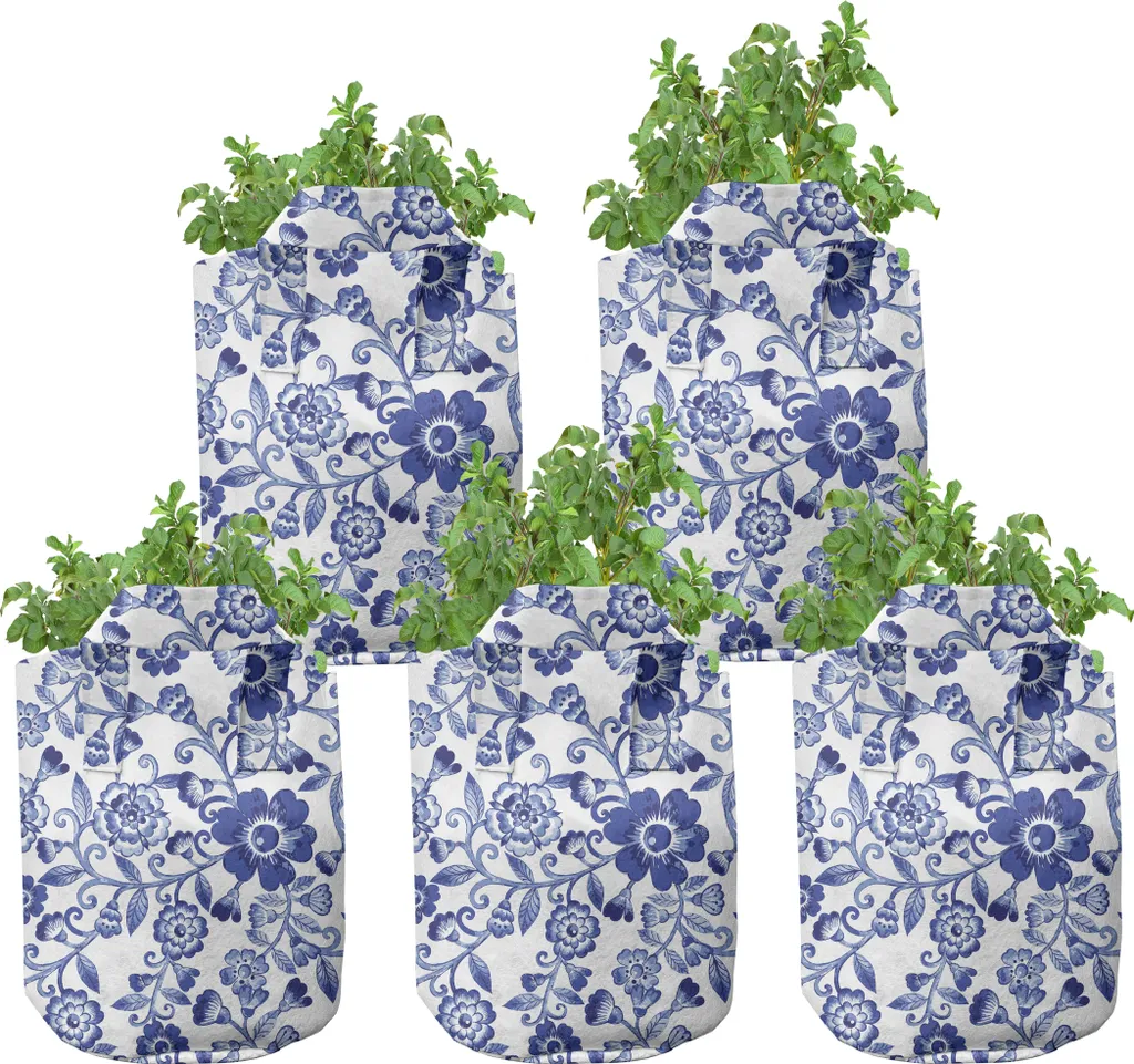 Pots en Tissu Haute Performance 7 Gal avec Poignées et Motifs Bleus