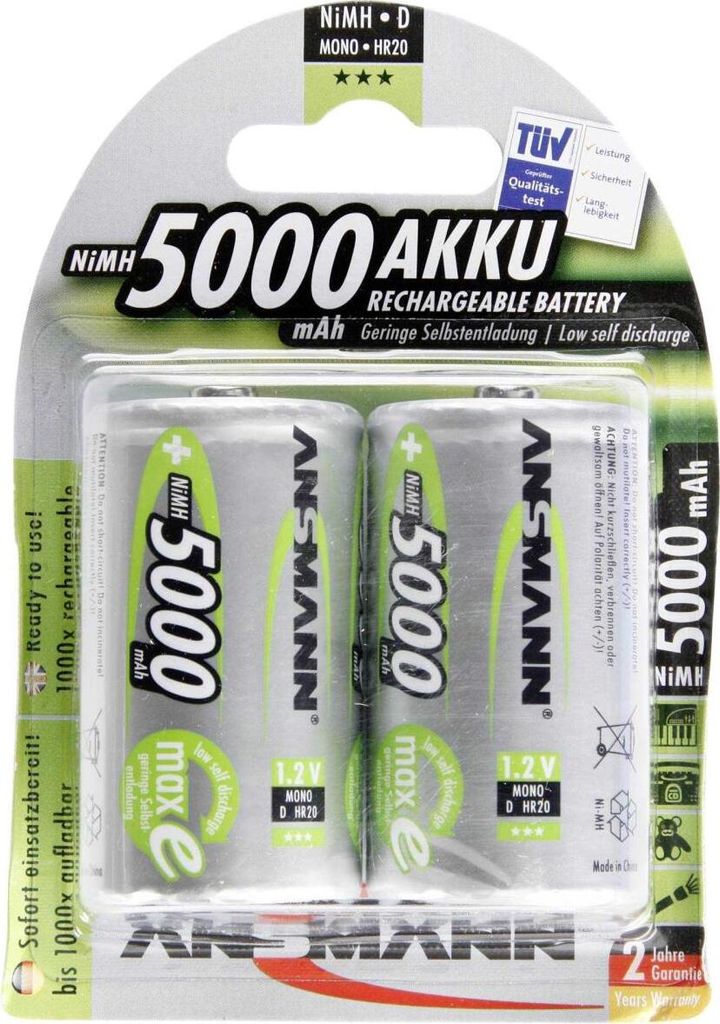 ANSMANN Batterie 2 x D Typ NiMH 5000 mAh (5030922) Produktbild 