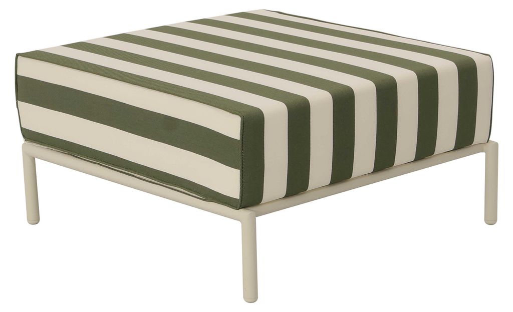 Gestreifter Pouf für modulare Gartenmöbel aus khakigrünem Stoff - Oviala Patio
