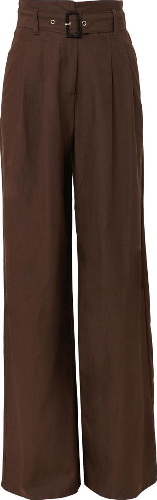 Comma High-Rise-Hose aus Leinenmix, Braun, Größe 40 für Business-Look, comma x Füsun Lindner Kollektion
