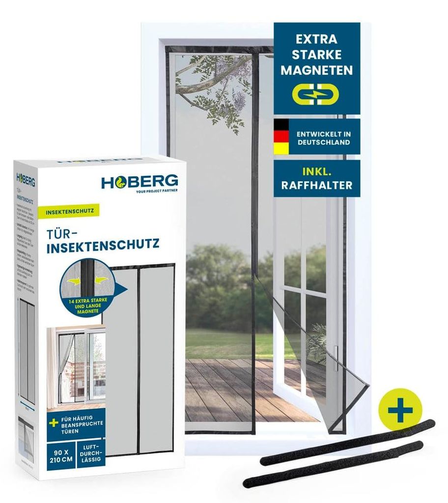 Hoberg  Tür-Insektenschutz - 90 x 210 cm - Schwarz Produktbild 