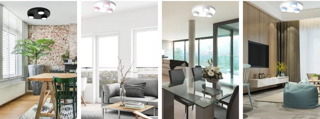 Éclairage de plafond GX53 noir sur roue pour couloir et cuisine chic