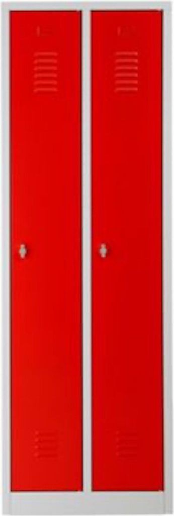 Garderobenspind Camel | 2-Fächer| HxBxT 180x60x50 cm | Vorhängeschloss | Grau-Rot