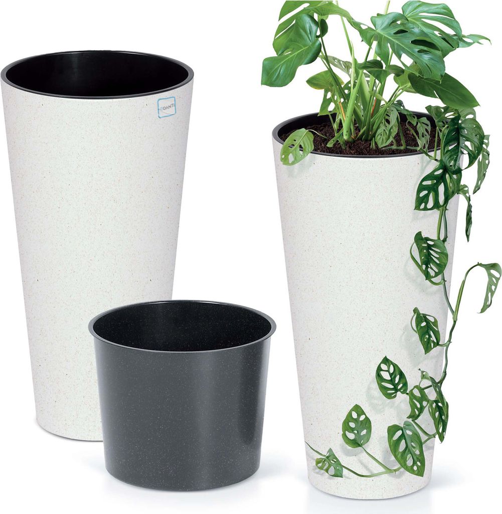 Blumentopf Dekotopf Runder und hoher Topf 20 cm Pflanztopf Für Das Haus, Den Garten ECO Wood Weiß