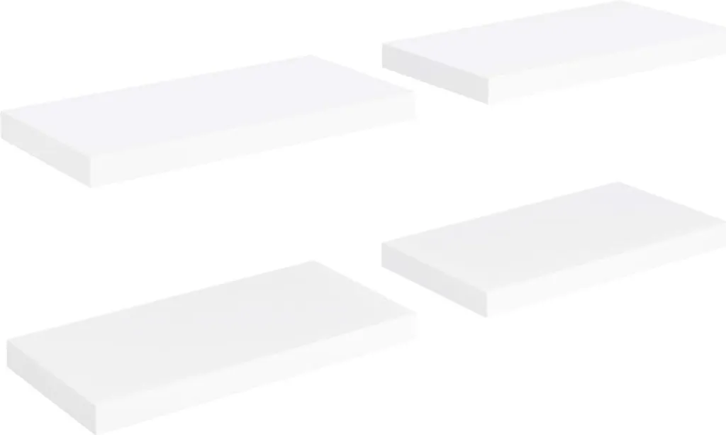 Mensole a Muro Invisibili 50x23x3,8 cm - Set 4 Pezzi Design Minimal White