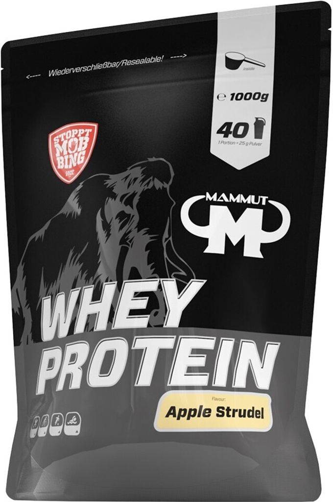 Mammut Nutrition - Whey Protein - 1000 g Zipp-Beutel, 1 x 1000 g Zipp-Beutel, Geschmack: Apple Strudel