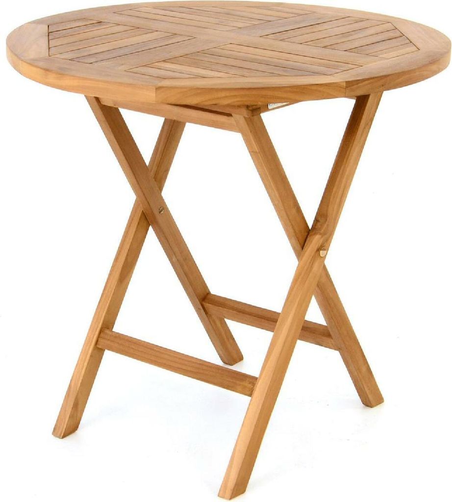 VCM Klapptisch | Balkontisch | Gartentisch klappbar | hochwertig Teak Holz | Ø 80cm