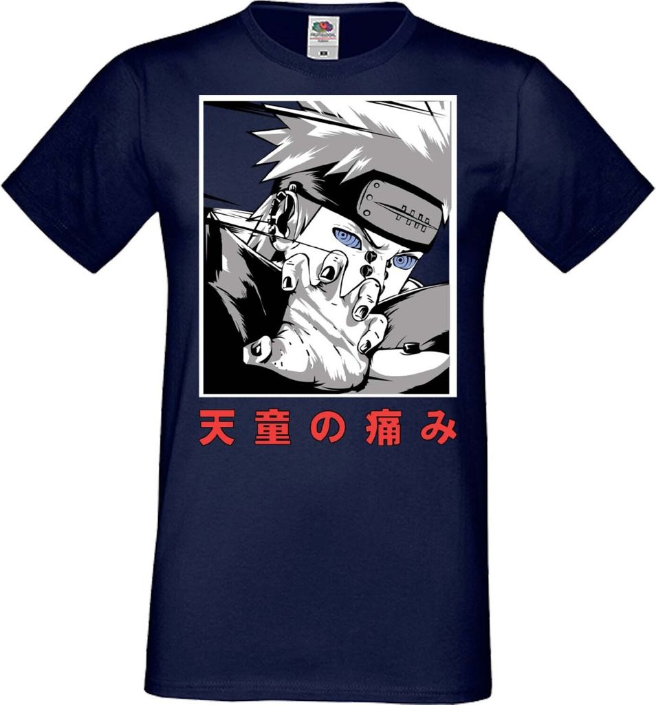 Herren T-Shirt Manga Anime Naruto Nagato Pain, Man XL / Dunkelblau