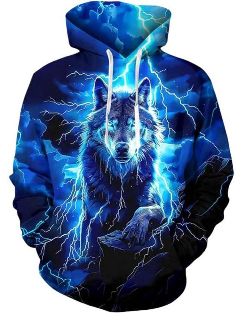 Herren 3D Kapuzenpullover Alpha Wolf Fleece Warm Lustig Produktbild 