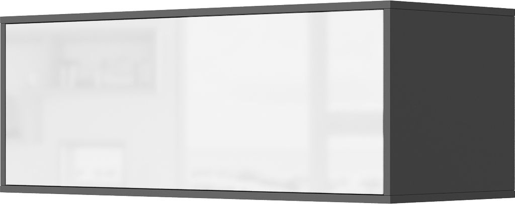 SMARTBett Hängeschrank mit 1 Klapptür zu 120 & 140 Schrankbetten Horizontal Standard Anthrazit/ Weiss Hochglanz