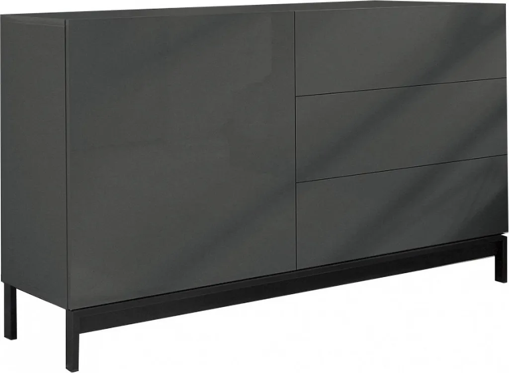 Buffet Adana Noir Anthracite 110cm - 3 Tiroirs de Rangement Design