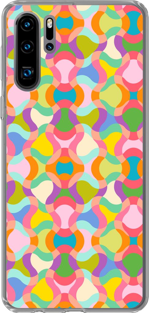 MuchoWow Handyhülle Schutzhülle Hülle für Telefoonhoesje Huawei P30 Pro Design - Abstrakt - Farben - Retro Silikon Softcase Handy Hülle - Sc...