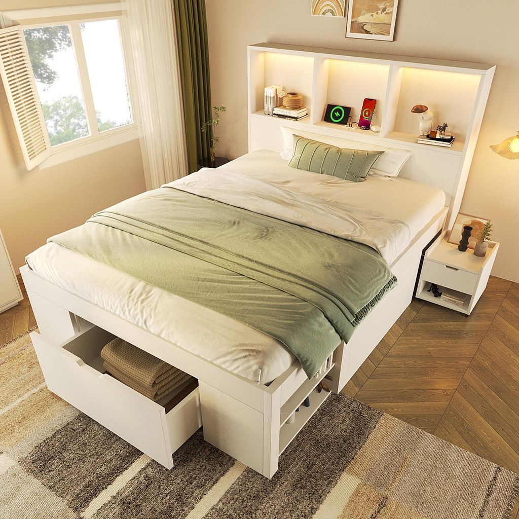 Letto in legno massello Abrihome 90x200 cm Letto per Immagine del prodotto 