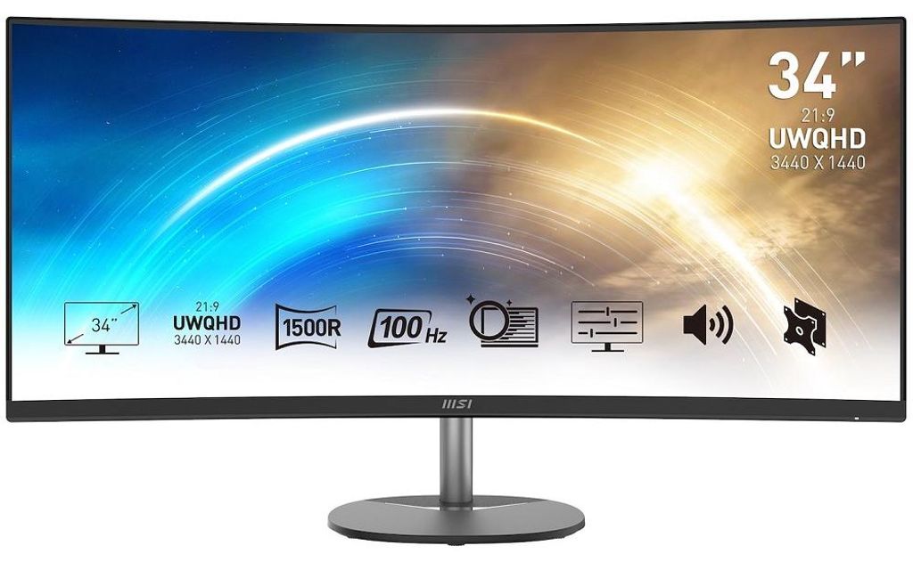 MSI MP341CQ Monitor34" UWQHD VGA HDMI MM curv Imagen del producto 