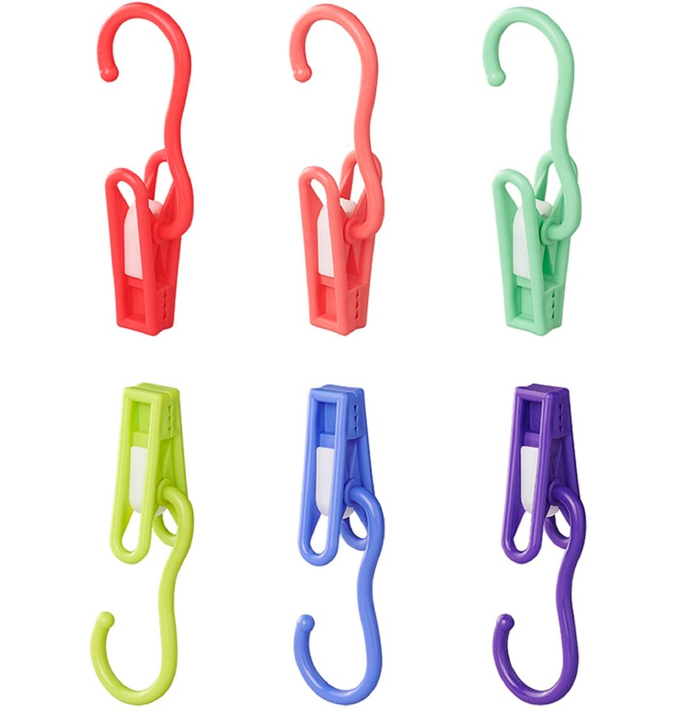 Vinbee 6 Holz-Haken Mit Clips – Wäscheklammern Mit Haken Für Schrankorganisation, Hose, Hüte, Socken