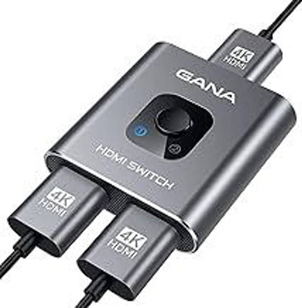Splitter HDMI GANA 4K, 2 in 1 o 1 ingresso, 2 uscite in alluminio, per TV, PC, laptop, DVD, PS4, PS3, Xbox 360, Xbox One, TV Stick, console di gioco, lettori multimediali