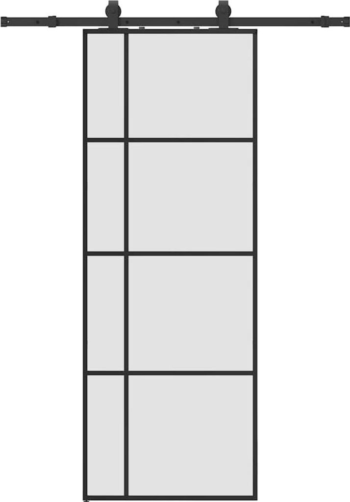 vidaXL Schiebetür mit Beschlag Schwarz 76x205 cm ESG-Glas