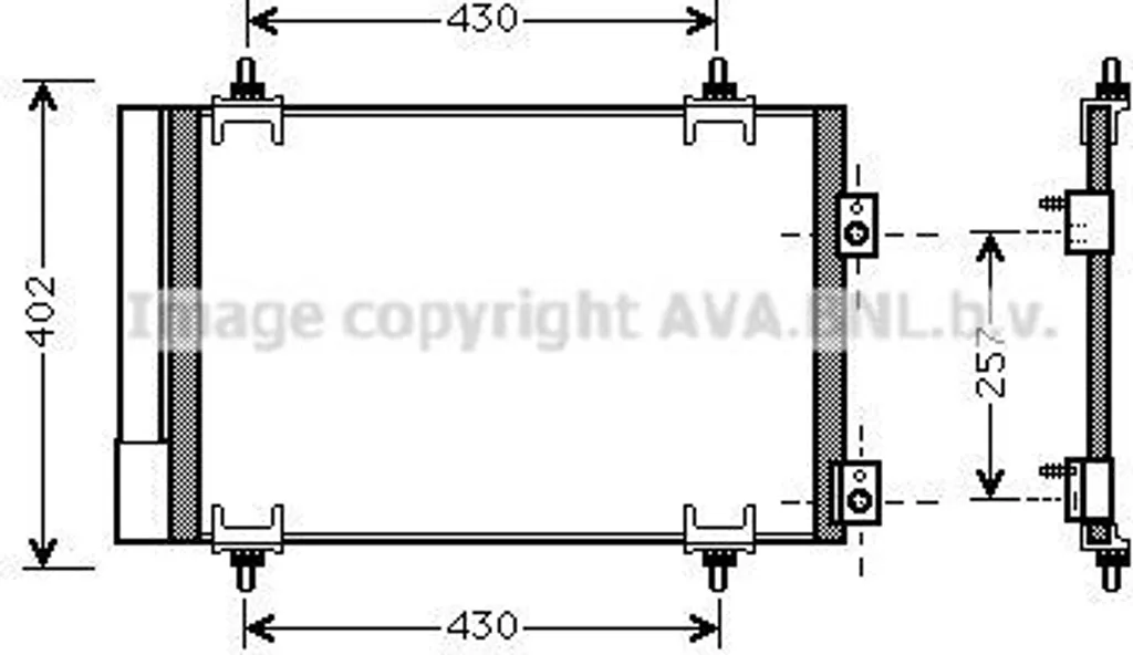 Condenseur de climatisation PRASCO CNA5283D robuste avec déshydrateur