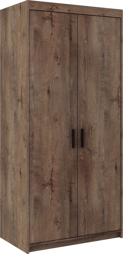 Tkmoebel 2-türiger Kleiderschrank Schrank LENA 2D laminierte Platte Breite 89,7cm,Lefkas-Eiche