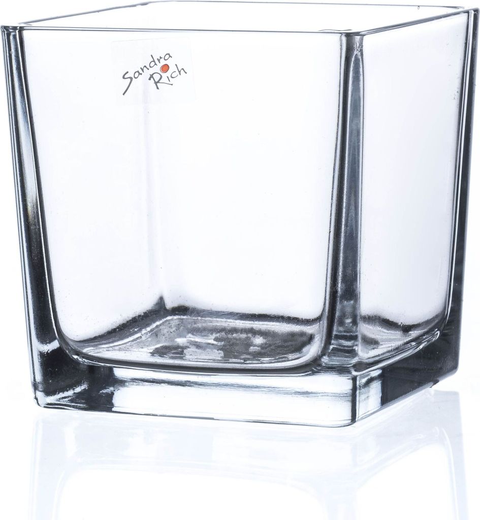 Sandra Rich CUBE Würfelförmiger Glastopf Windlicht & Blumentopf 12 cm