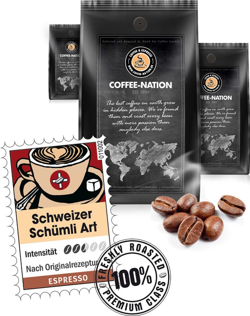 Kaffee SCHWEIZER SCHÜMLI ART von Coffee-Nation, 500g Bohnen