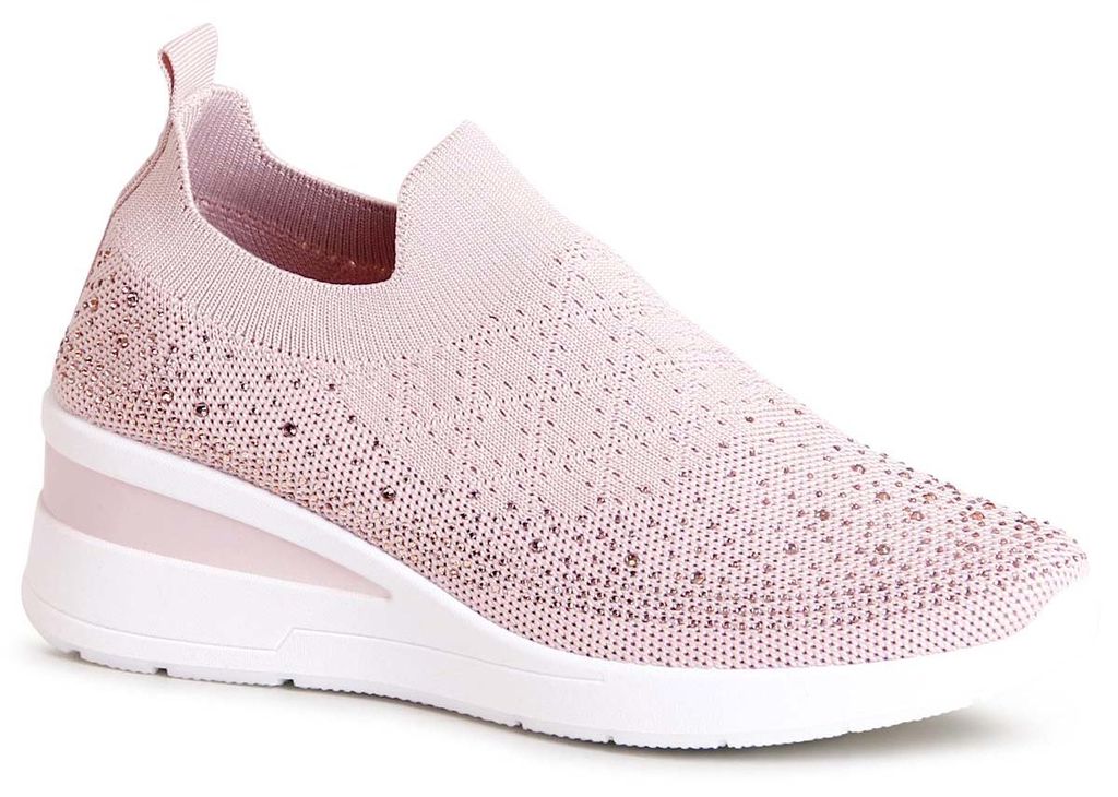 topschuhe24 2704 Damen Keil Sneaker Glitzer Light Slipper, Produktbild 