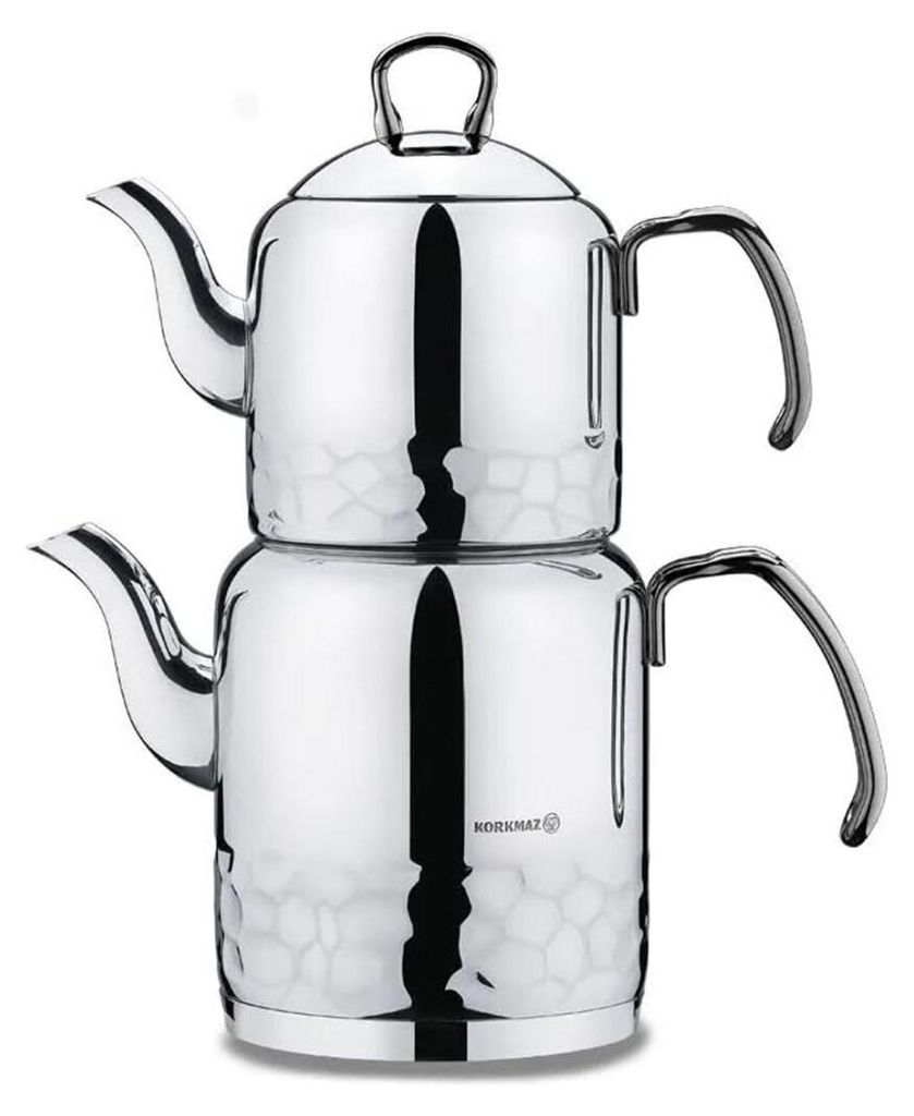 Korkmaz Erna Teekannen-Set - 1,2L/2,2L, aus hochwertigem Edelstahl, Induktionsgeeignet