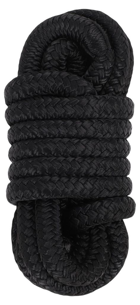 Bootsanlegeleine, doppelt gewebtes Nylonseil zum Andocken mit 12-Zoll-Schlaufe, hochfester Festmacher in Marinequalität, 1/2 Zoll x 15 Fuß, Schwarz