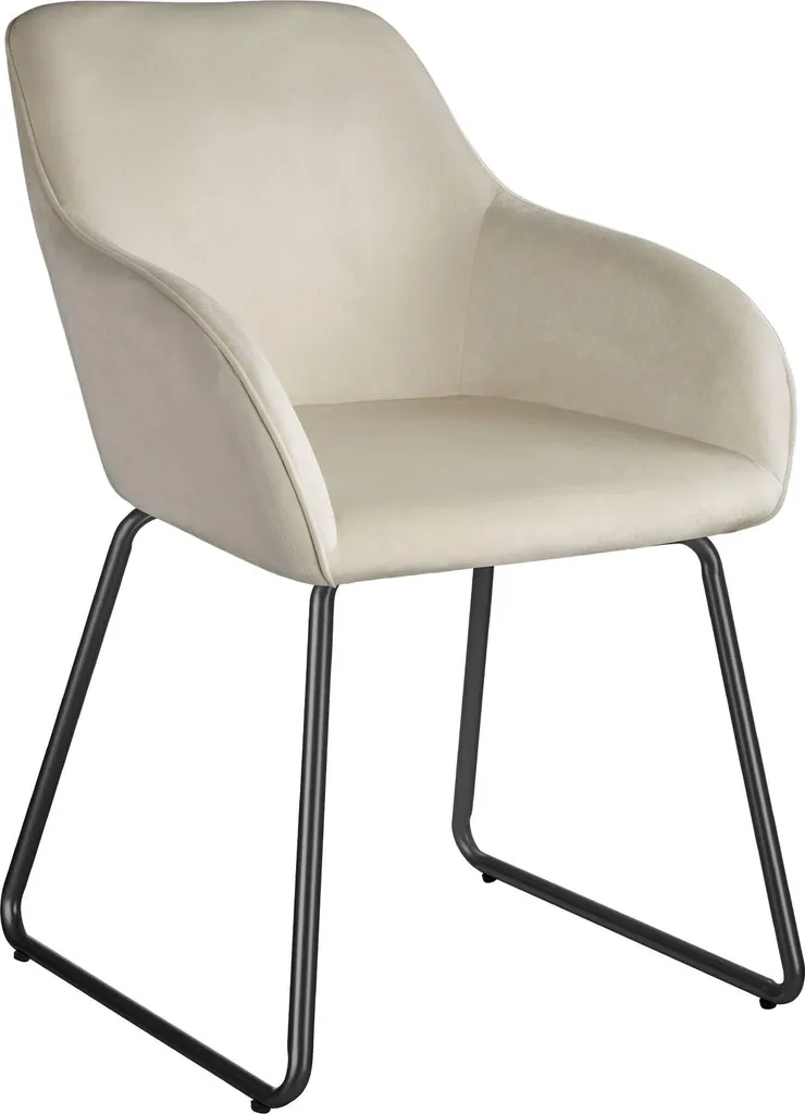 Chaise en velours JEANNE coloris crème pour cuisine et séjour moderne
