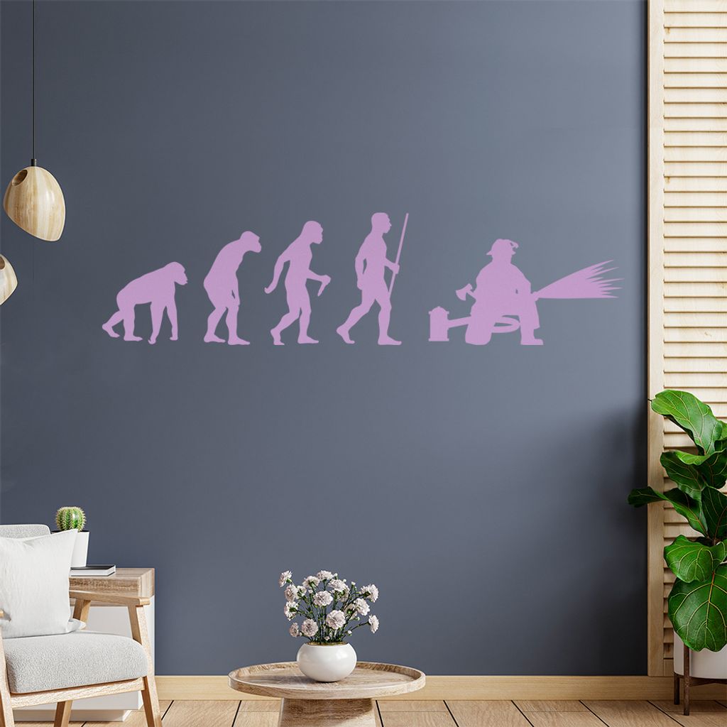 Feuerwehrmann Evolution Wandtattoo Wandaufkleber Wall Sticker - Dekoration, Küche, Wohnzimmer, Schlafzimmer, Badezimmer