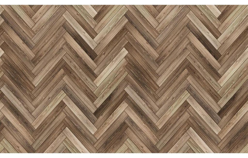 Rutschfeste Bodenaufkleber mit Schutzfolie – Dunkles Fischgrätparkett-Design – 1 Aufkleber, 60 x 100 cm