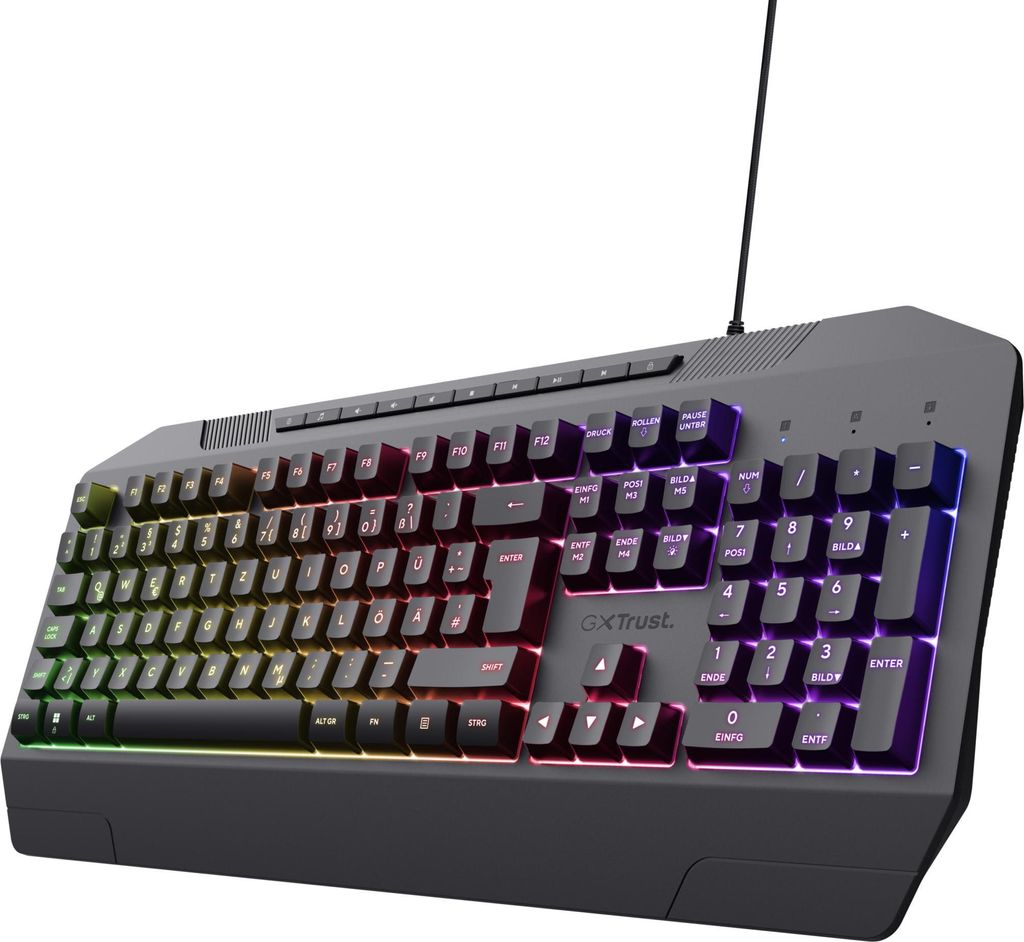 Trust Gaming GXT 836 Evocx Gaming Tastatur mit Deutsches Produktbild 