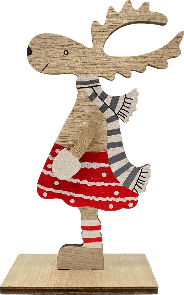 Oblique Unique Holz Rentier Elch Aufsteller Weihnachtsdekoration Tischdeko Holz Deko Figur für Weihnachten Weihnachtsdeko